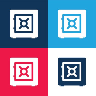 Banka Güvenli Kutusu mavi ve kırmızı en az dört renk simgesi