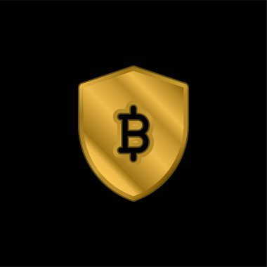 Bitcoin altın kaplama metalik simge veya logo vektörü
