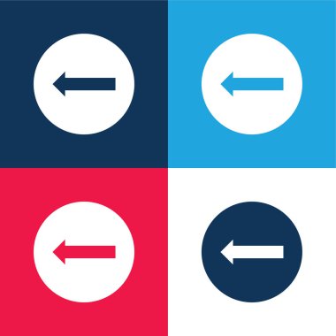 Bir Dairede Solu Gösteren Ok Mavi ve Kırmızı Dört Renk Minimum Simgesi