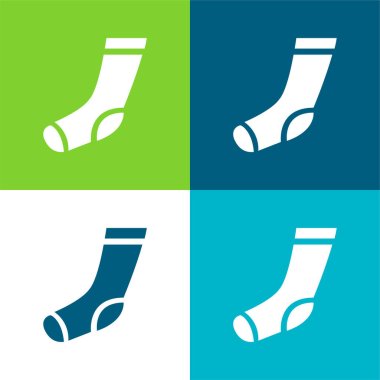 Athletic Sock Flat four color minimal icon set clipart