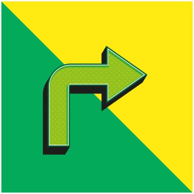 Ok Açısı Sağa Dönüyor Yeşil ve Sarı 3D vektör simgesi logosu