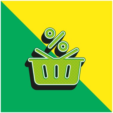 Sepet Yeşil ve Sarı modern 3D vektör simgesi logosu