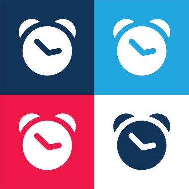 Alarm Saati mavi ve kırmızı dört renk minimal simgesi seti