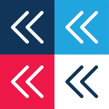 Geriye doğru mavi ve kırmızı dört renk minimal simgesi