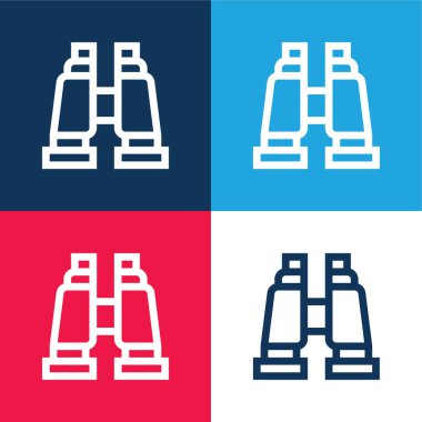 Dürbün mavi ve kırmızı dört renk minimal simge kümesi