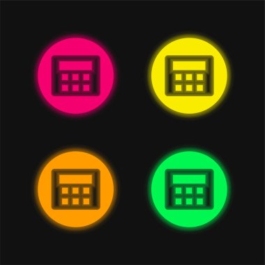 Parola dört renk neon vektör simgesiyle Alarm Sistemi