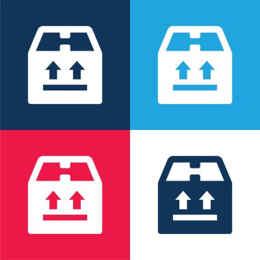 Kutu mavi ve kırmızı dört renk minimal simge kümesi