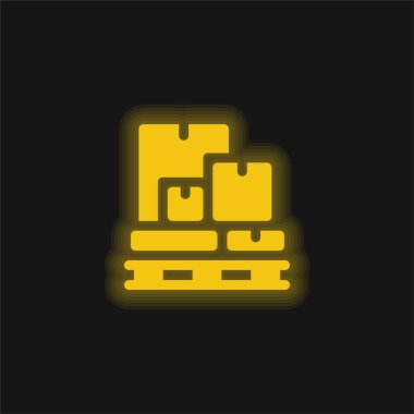 Boxes yellow glowing neon icon clipart