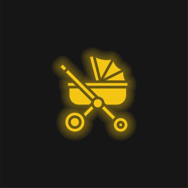Bebek Arabası Sarı parlak neon ikonu
