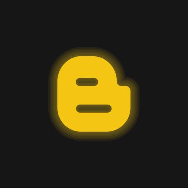 Büyük Blogger Logosu sarı parlayan neon simgesi