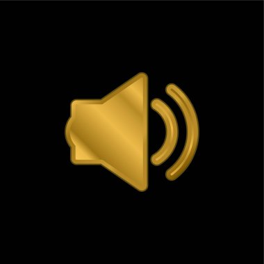 Big Speaker With Two Soundwaves gold plated metalic icon or logo vector clipart