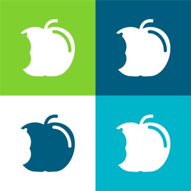 Apple With Big Bite Flat four color minimal icon set clipart