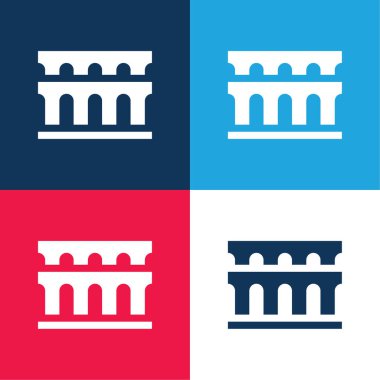 Aqueduct blue and red four color minimal icon set clipart