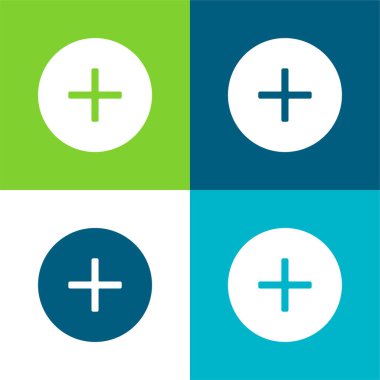 Düz dört renk simgesi seti ekle