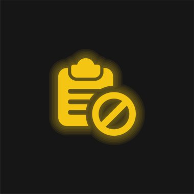 Banned yellow glowing neon icon clipart