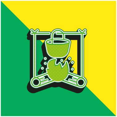 Şenlik ateşi Yeşil ve sarı modern 3D vektör simgesi logosu