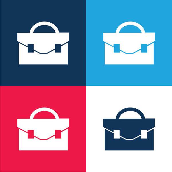 Black Briefcase blue and red four color minimal icon set
