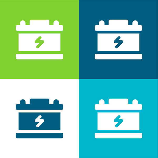 Батарея Плоский четырехцветный минимальный набор значков
