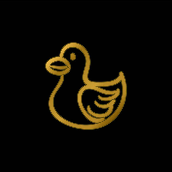 Bird Animal Shape Toy gold plated metalic icon or logo vector