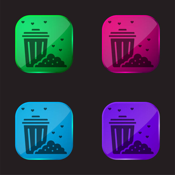 Bin four color glass button icon
