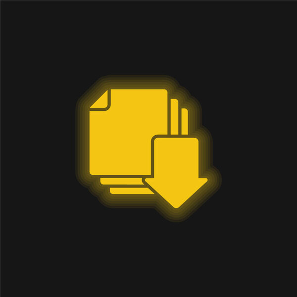 Arrow yellow glowing neon icon