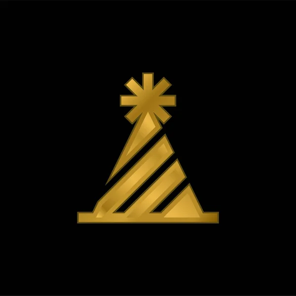 Aniversário Banhado Ouro Ícone Metálico Vetor Logotipo — Vetor de Stock