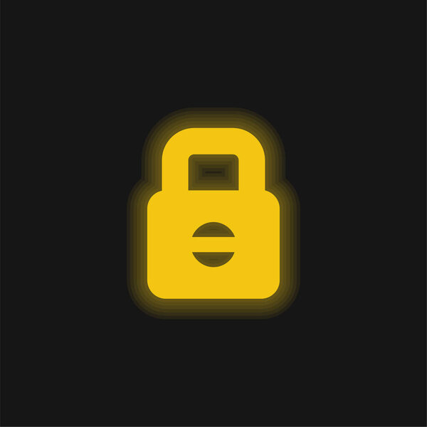 Блокированная жёлтая светящаяся неоновая икона