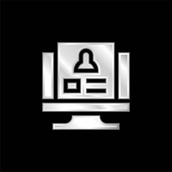 Comprobar Fondo Plateado Icono Metálico — Vector de stock