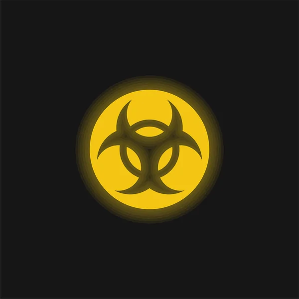 Biohazard yellow glowing neon icon