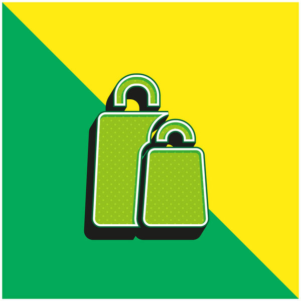 Мешки Зеленый и желтый современный 3D логотип векторной иконки