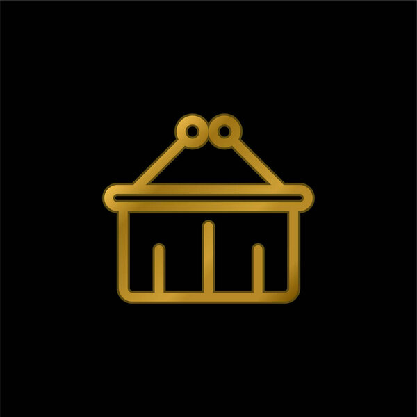 Basket gold plated metalic icon or logo vector