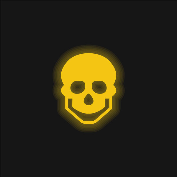 Big Skull yellow glowing neon icon