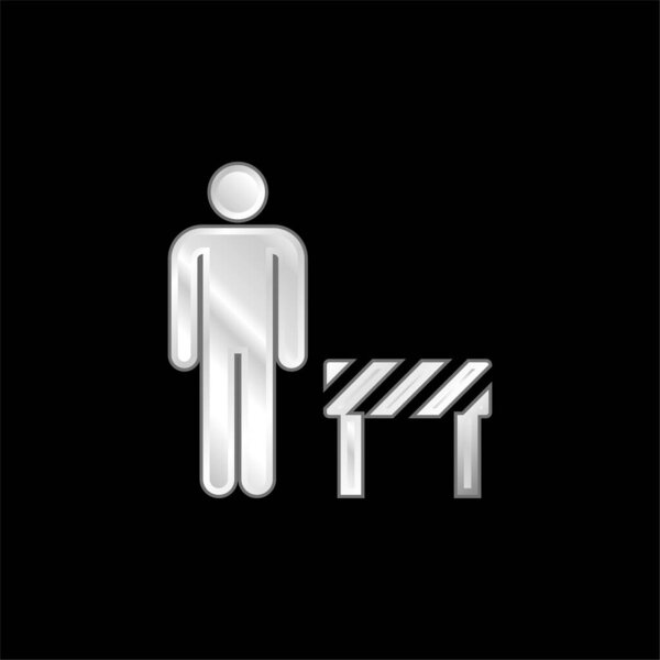 Barrier silver plated metallic icon