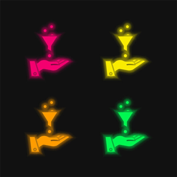 Объявления четырехцветный светящийся неоновый вектор значок