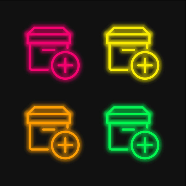 Добавить четыре цветных светящихся неоновых вектора значок