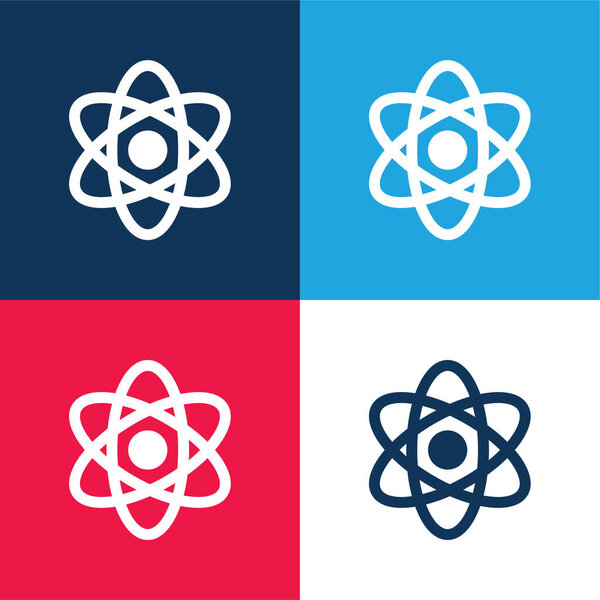 Atomic Energy blue and red four color minimal icon set