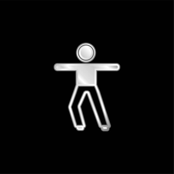 Boy Stretching Arms silver plated metallic icon