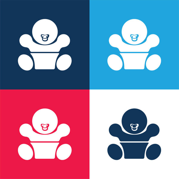 Ребенок с Pacifier синий и красный четыре цвета минимальный набор значков