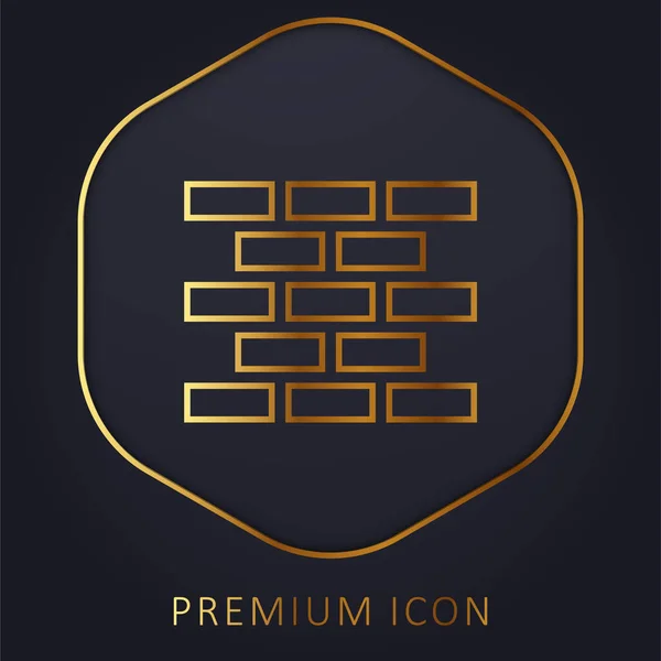 Ladrillo Pared Línea Dorada Logotipo Premium Icono — Vector de stock