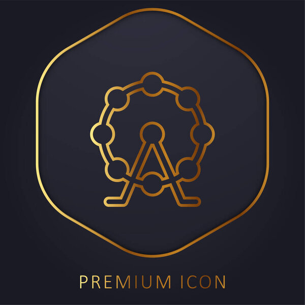 Big Ferris Wheel golden line premium logo or icon