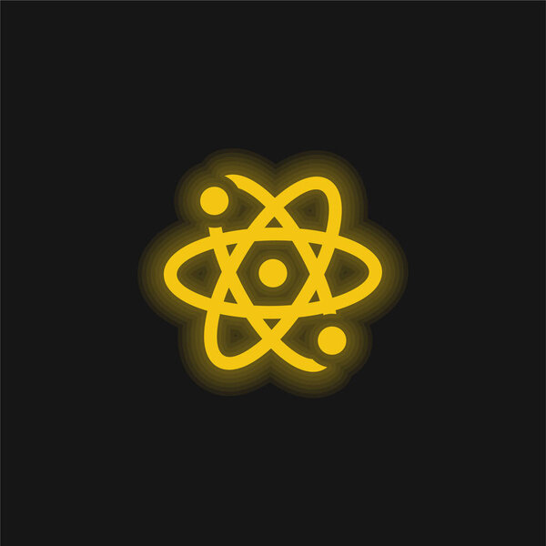 Atom yellow glowing neon icon