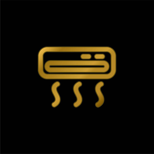 Air Conditioner gold plated metalic icon or logo vector