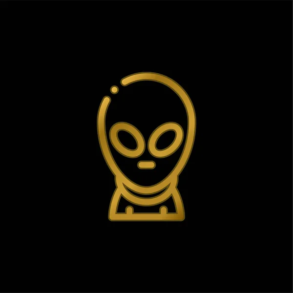 Alien Banhado Ouro Ícone Metálico Vetor Logotipo — Vetor de Stock
