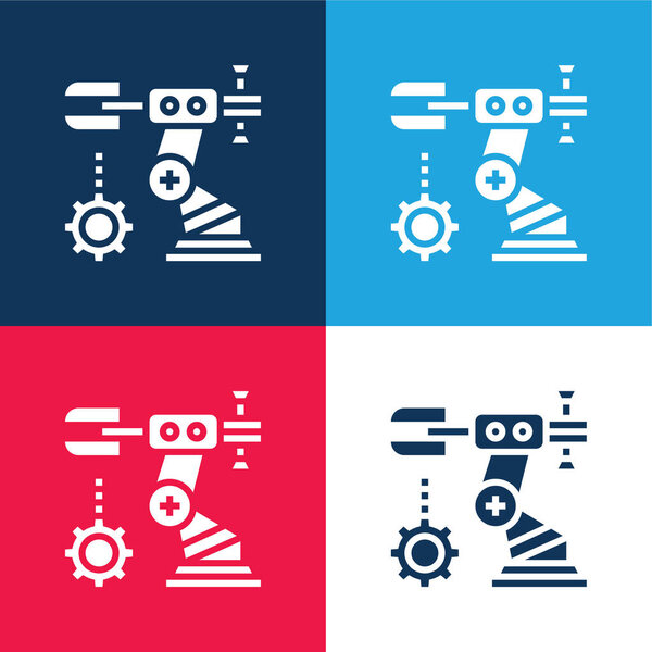 Assembly blue and red four color minimal icon set
