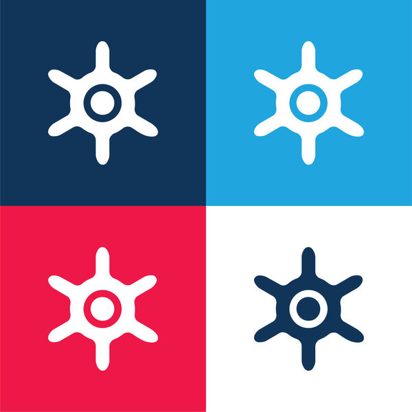 Boat Wheel blue and red four color minimal icon set