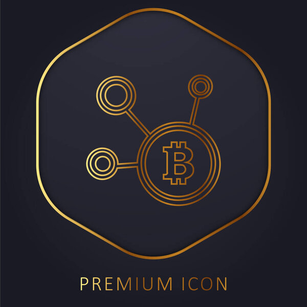 Bitcoin Network Символ золотой линии премиум-логотип или значок
