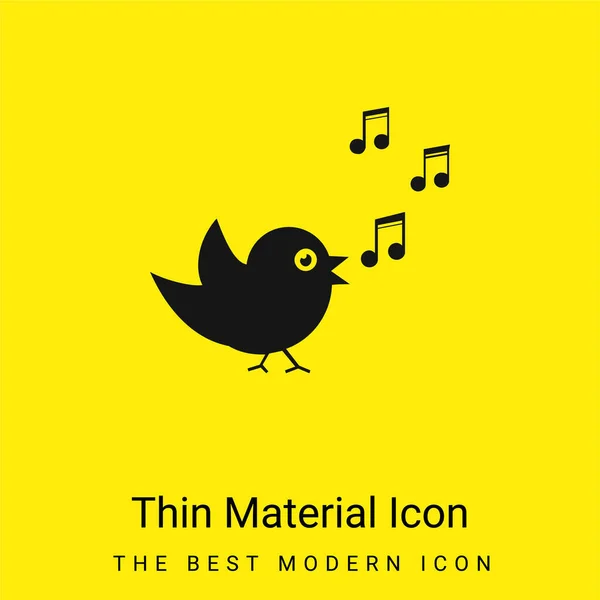 Pájaro Cantando Con Notas Musicales Mínimo Icono Material Amarillo Brillante — Vector de stock