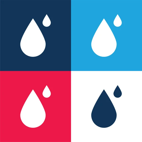 Big Small Drops Blue Red Four Color Minimal Icon Set — Stock Vector