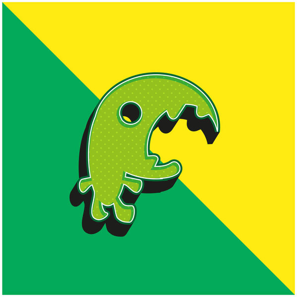 Big Mouth Monster Green and yellow modern 3d vector icon logo