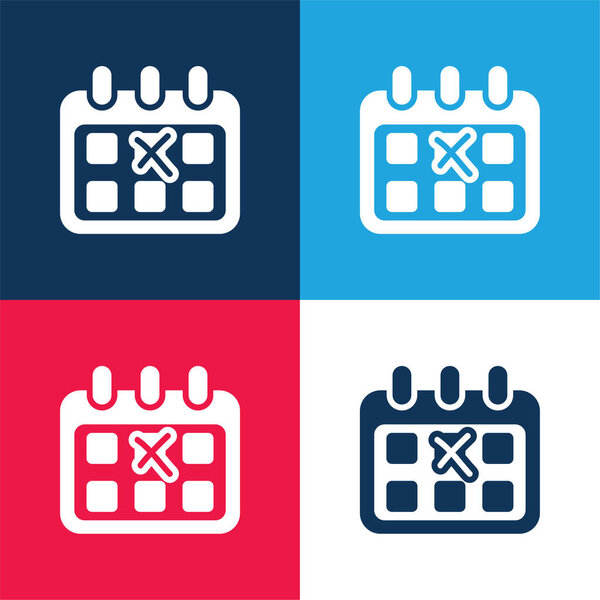 День рождения синий и красный четыре цвета минимальный набор значков